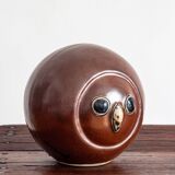 Glazed stoneware owl head, 1950s-60s