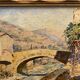 Ancient painting, landscape, escarene bridge, signed Joseph Vernay (1864-1950)