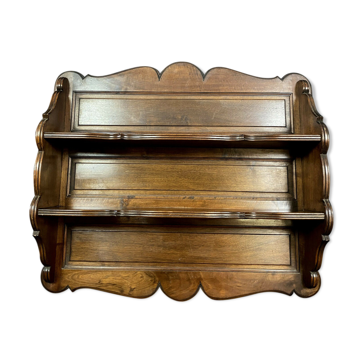 Napoleon III-era wall shelf in mahogany