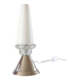 Chrome and opaline cornet lamp