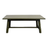 Glossy olive green lacquered dining table — DLG Georges Robert, Circa 1970