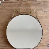 Vintage round gold barber mirror