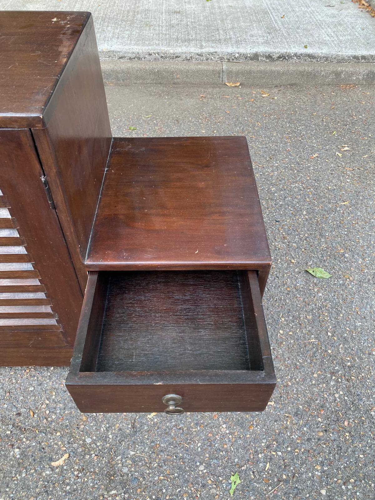 Asian-inspired staircase furniture in solid teak from the 1980s.