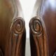 Set of 2 club chairs/armchairs in dark cognac leather