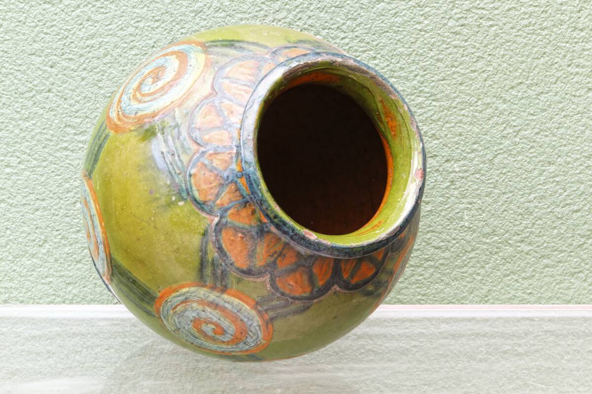 Glazed terracotta vase, Art Deco, signed René Nicole (1885-1960)