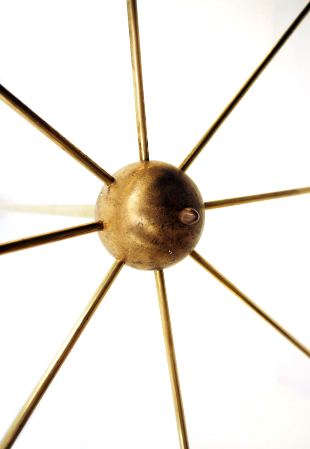 Brass chandelier and black lacquered metal