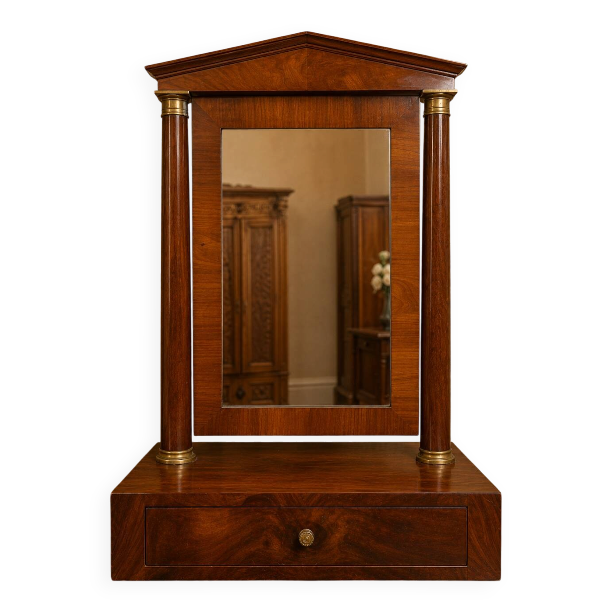 Miroir de toilette ou Psyché Empire en acajou