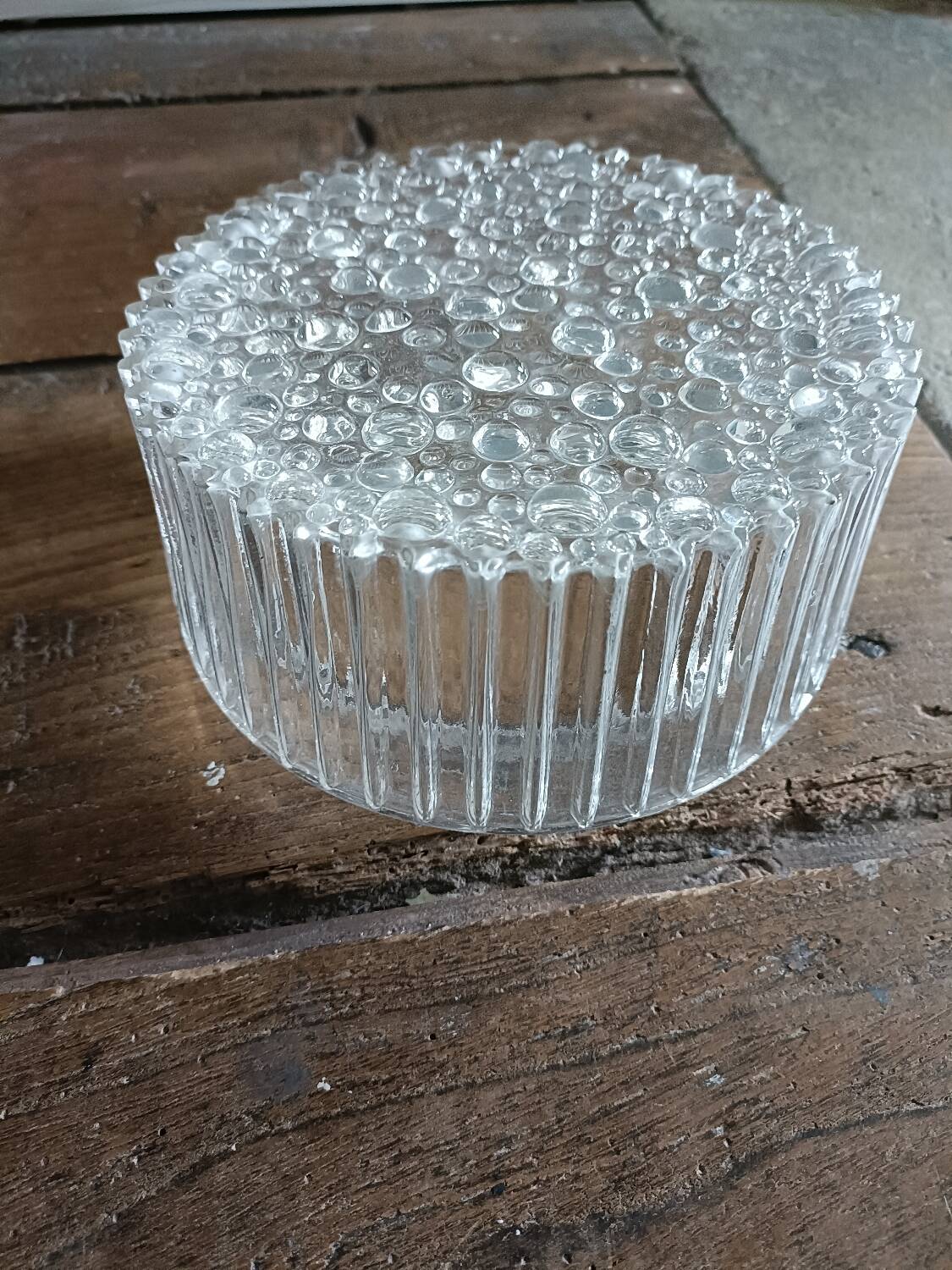 Ceiling light, wall sconce in pressed glass, 1970