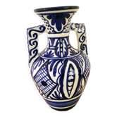 Vintage amphora vase with two handles blue