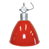 Large Red Painted Industrial Factory Lamp from Elektrosvit, 1960s