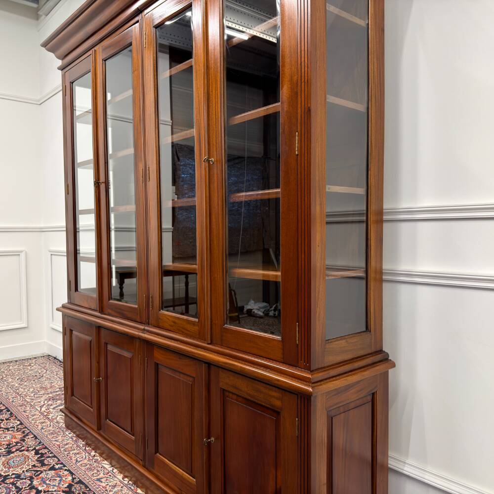 Classic English Bookcase with Glass Doors