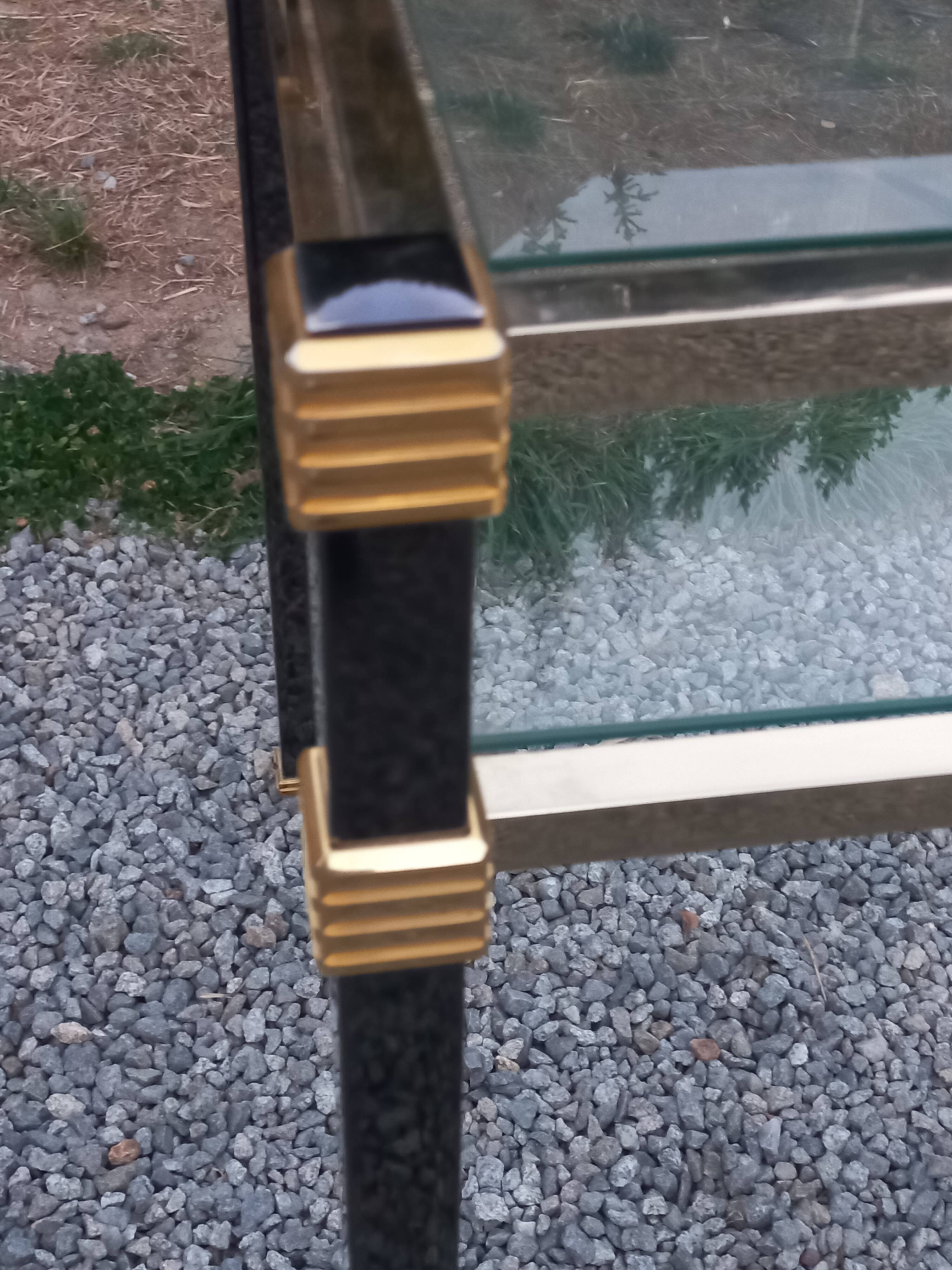 Golden and iridescent metal desk with a glass top from the 70s/80s.