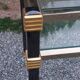 Golden and iridescent metal desk with a glass top from the 70s/80s.