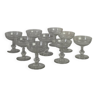 9 Baccarat crystal champagne glasses “Chauny”