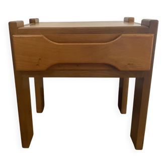 Solid oak bedside table, Maison Regain 1960