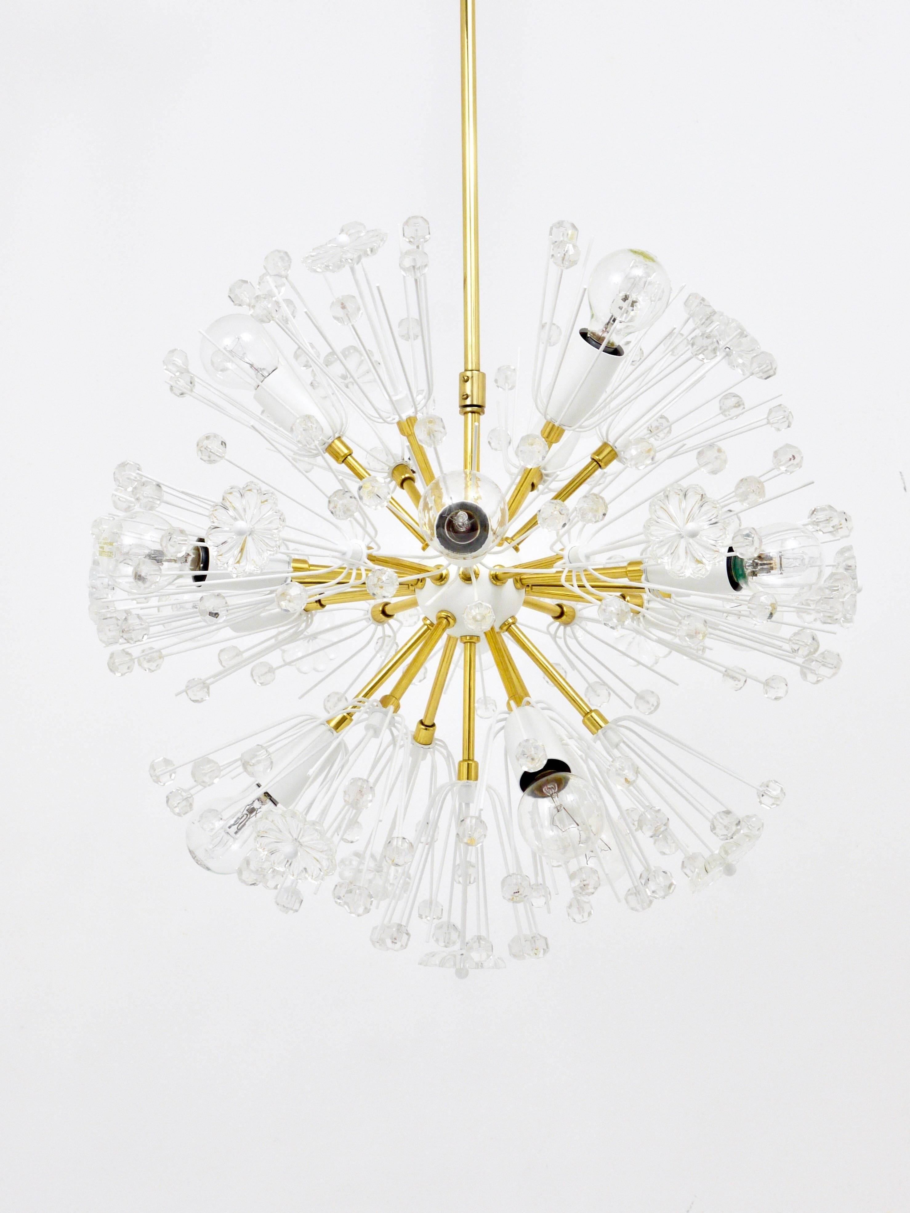 Lustres blowball Sputnik en laiton par Emil Stejnar, Rupert Nikoll, Autriche, années 1950