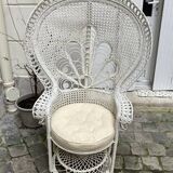 Emmanuelle armchair in white lacquered rattan