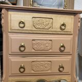 Petite commode ART DÉCO esprit coiffeuse terracotta
