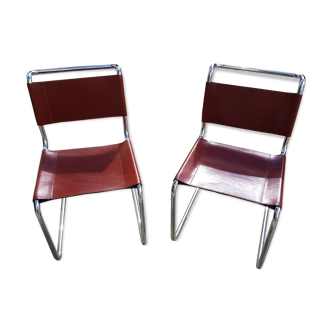 Pairs of Marcel Breuer chairs b33 camel.