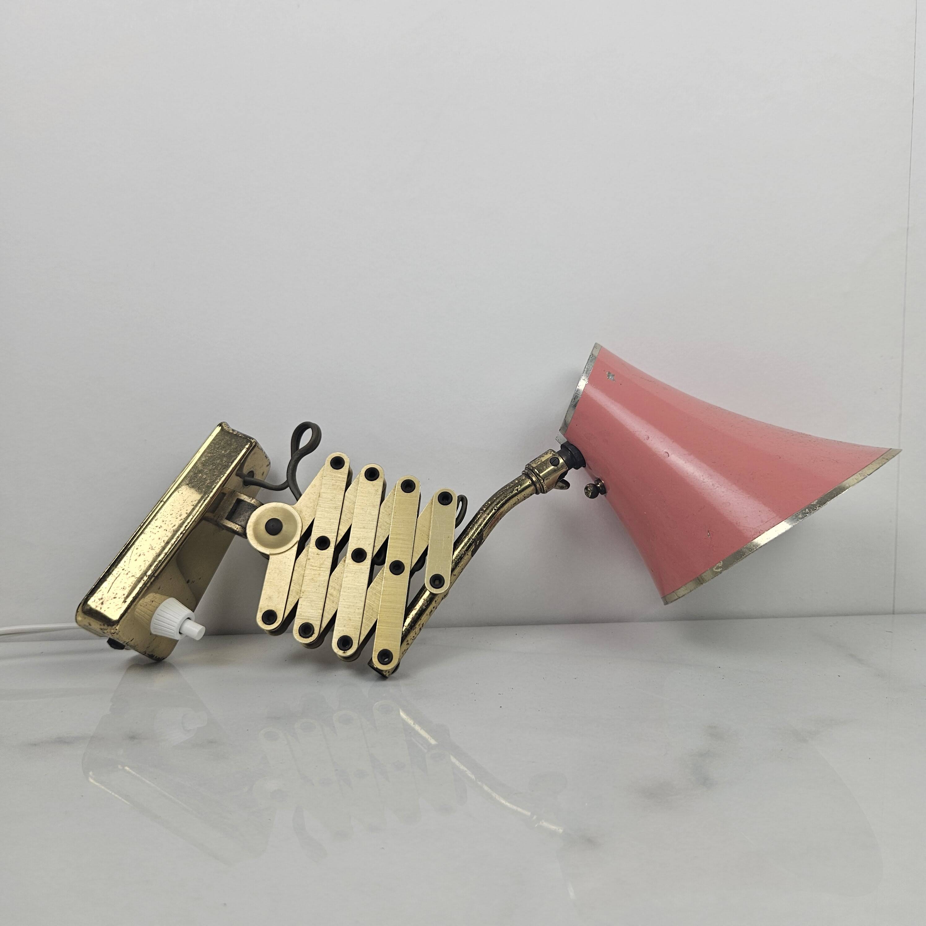 Pair of Italian Mid-Century Scissor Wall Lamps, 1950's