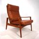 Fauteuil en cuir teck Komfort par Arne Wahl Iversen, 1960