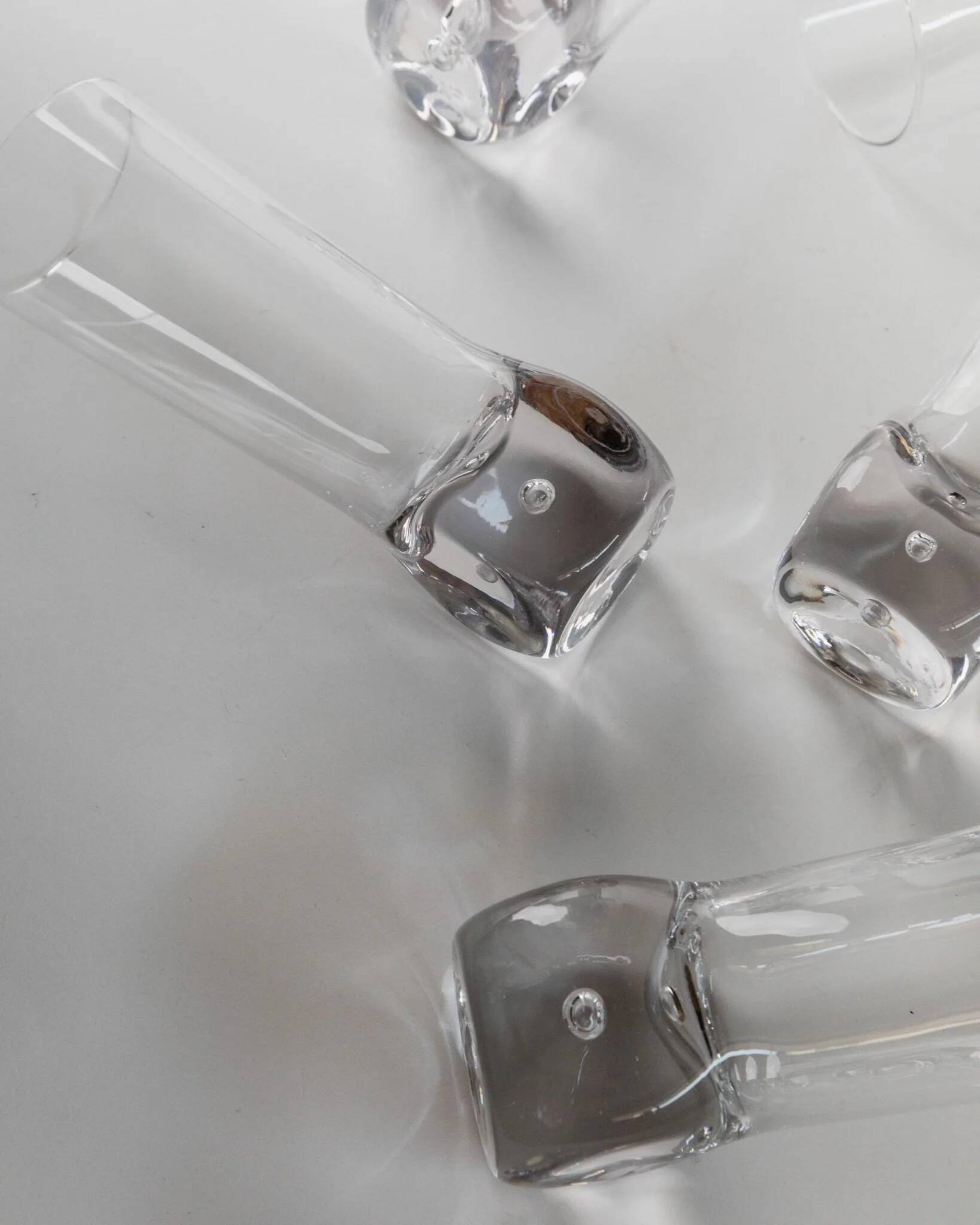 Set of 6 Transparent Murano Glass Cocktail Glasses with Bubble – Vintage Italian Crystal, 1970s