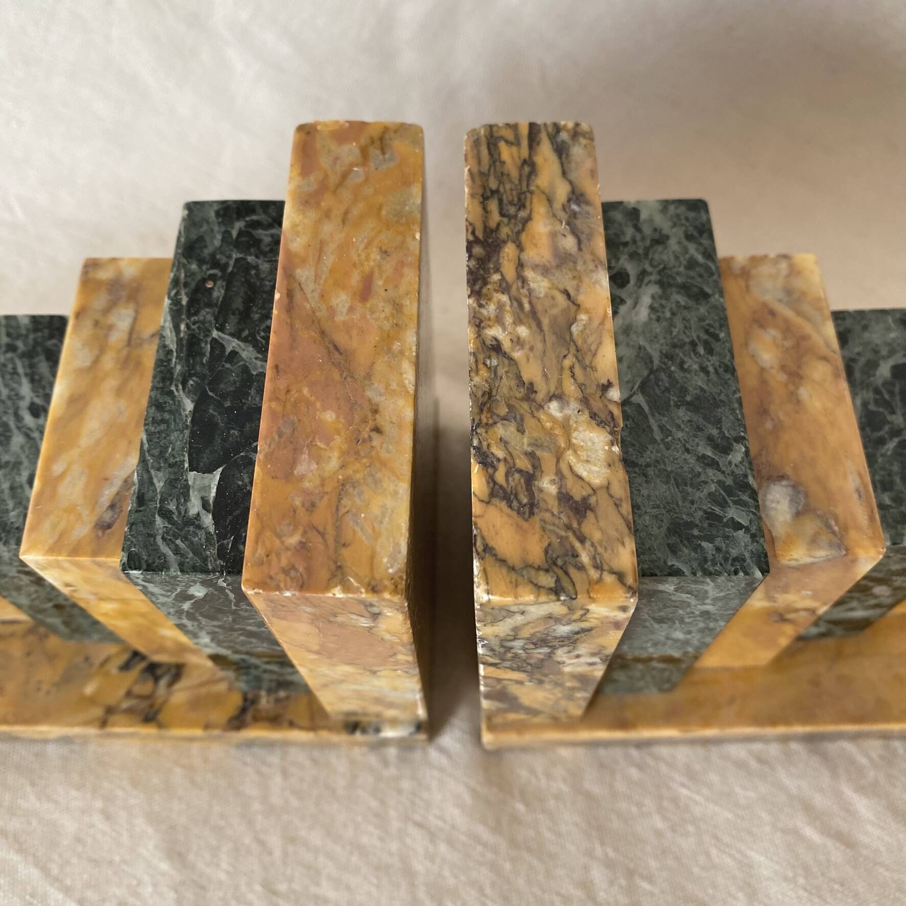 Pair of marble art deco bookends
