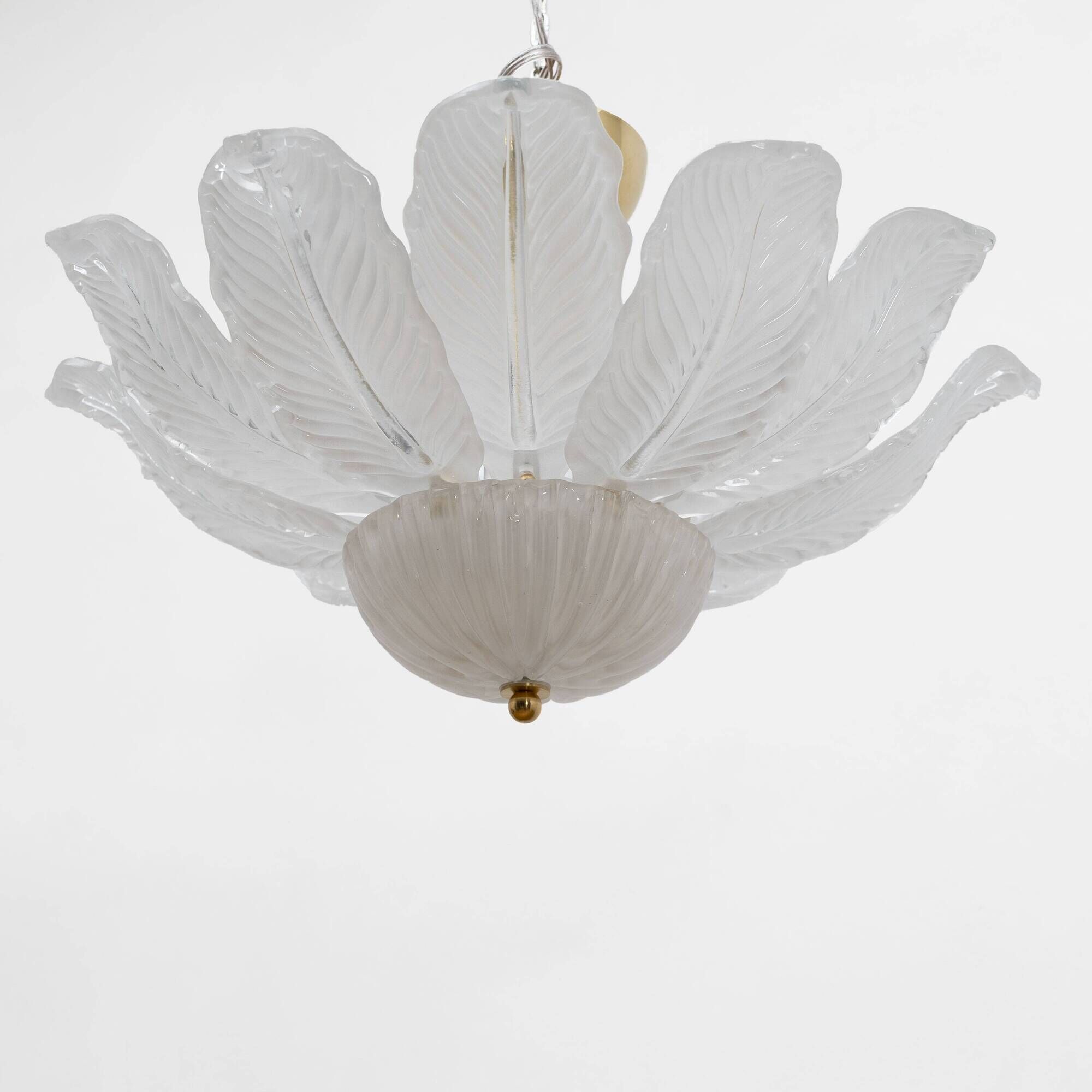 Murano Glass Ceiling Light with White Glass Flower-shaped Petals