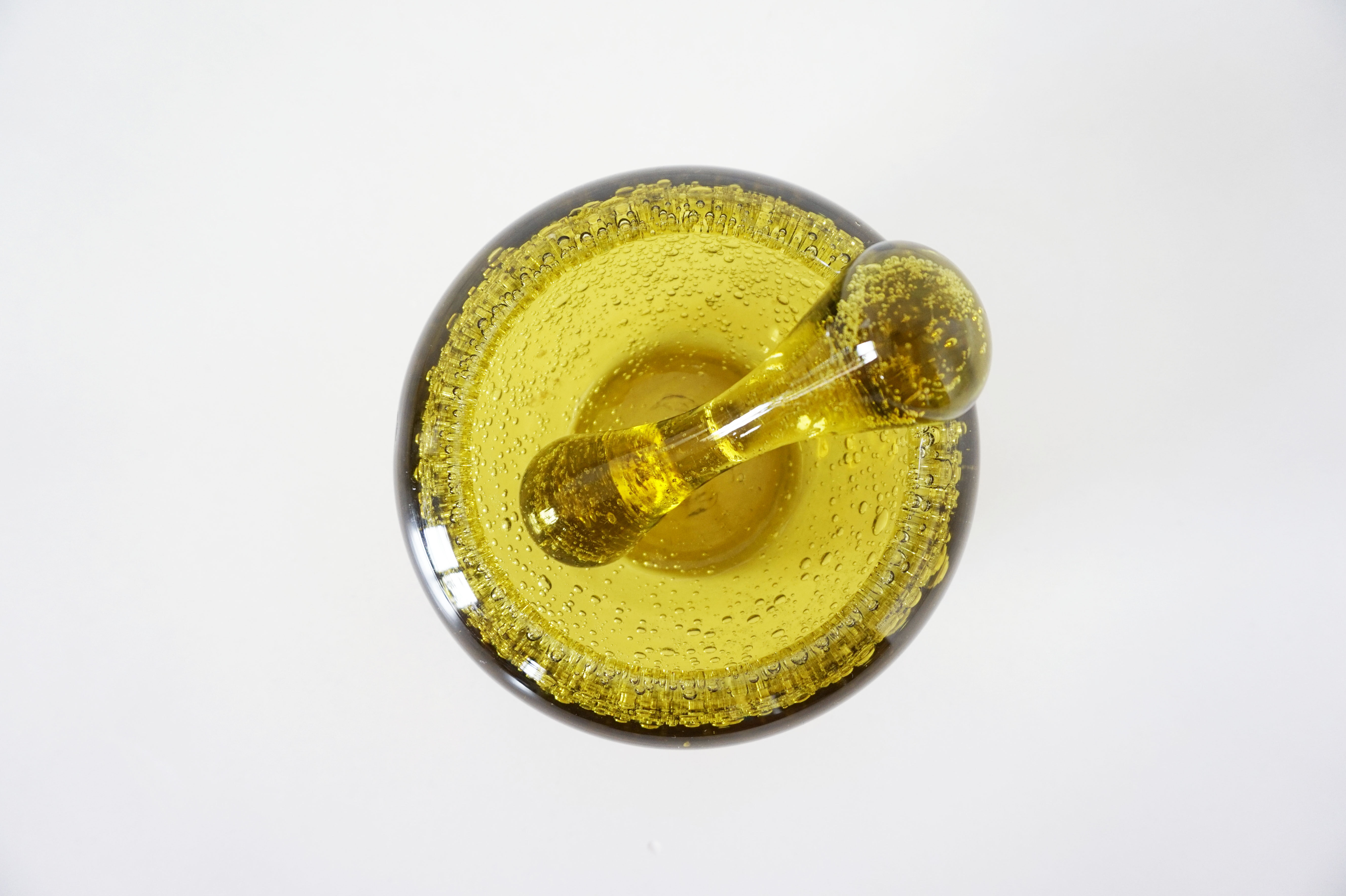 Green bubble glass ashtray 1960