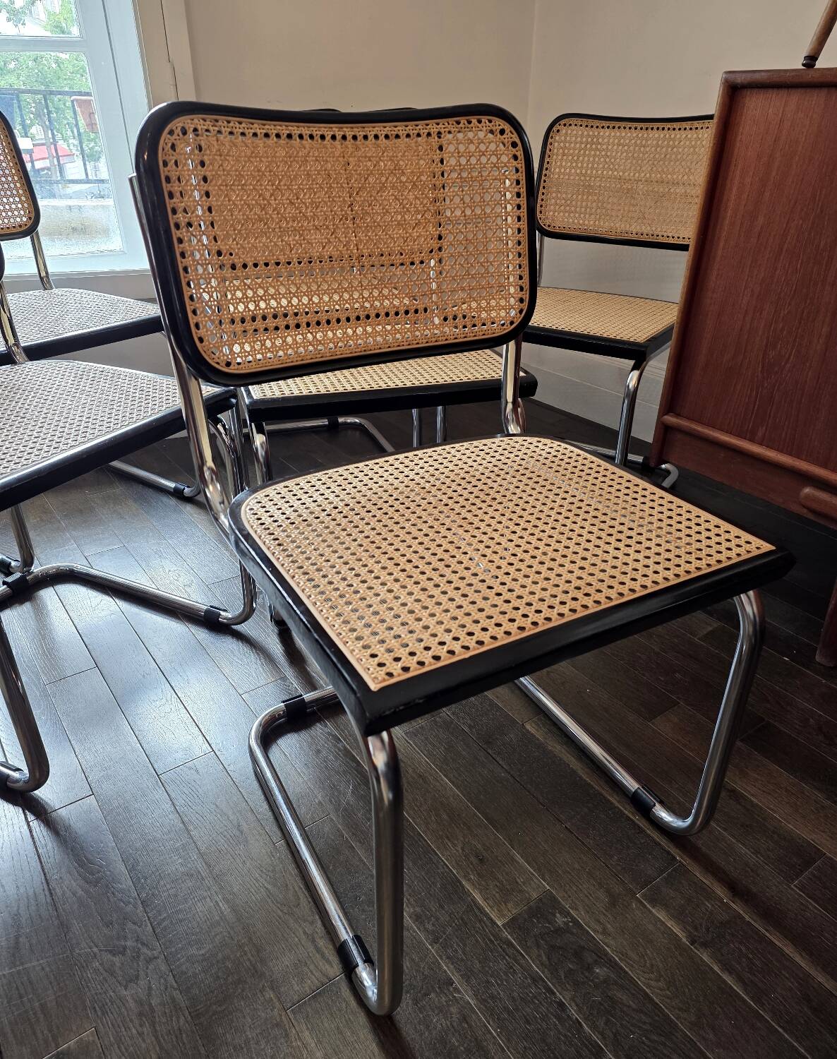 Set of 6 Cesca B32 Marcel Breuer black vintage chairs Made in Italy