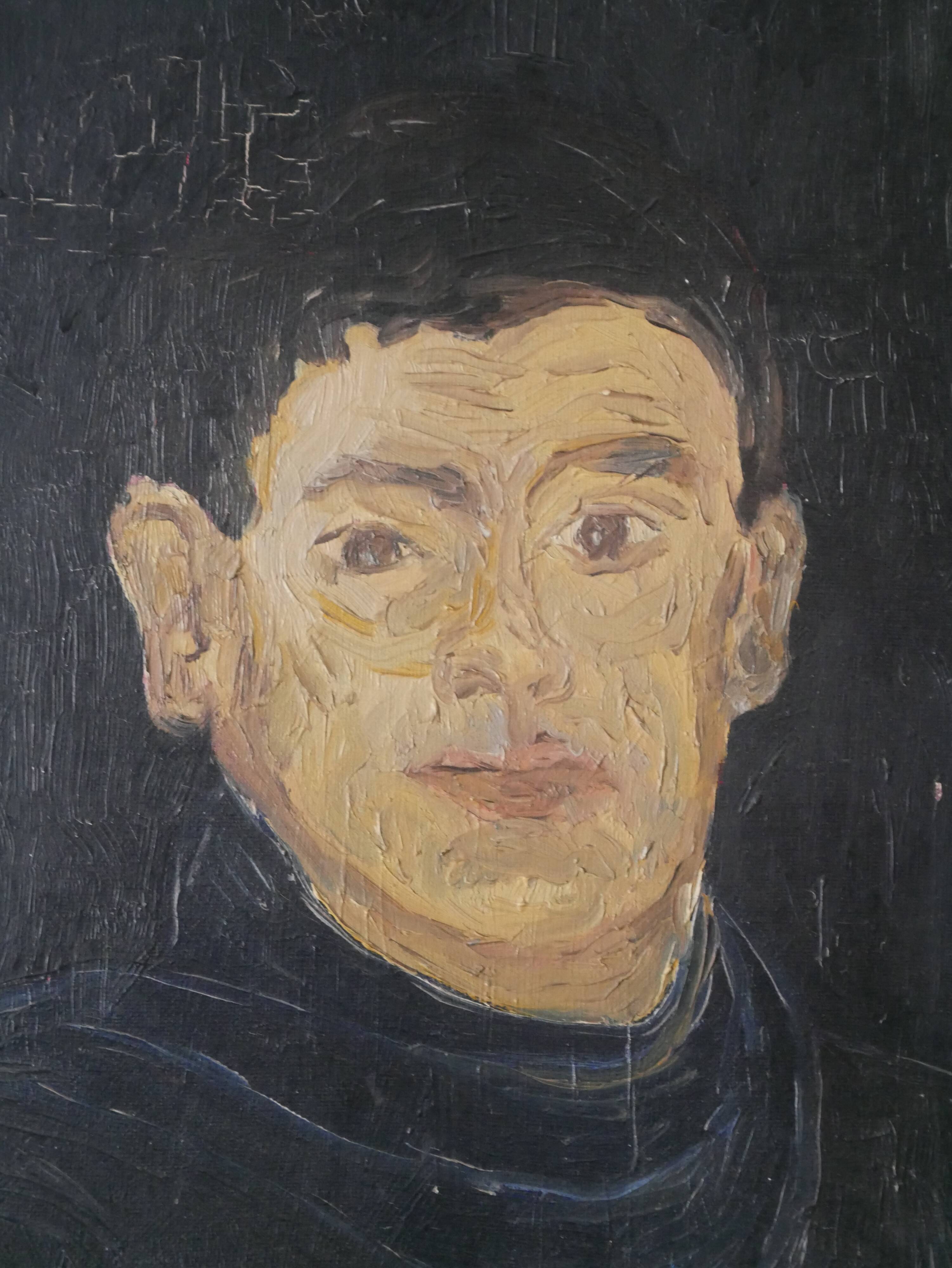 Vintage acrylic portrait on canvas contemporary country decoration