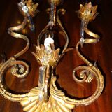 Pair of four-light gilded iron wall lamps 30 x 46 cm