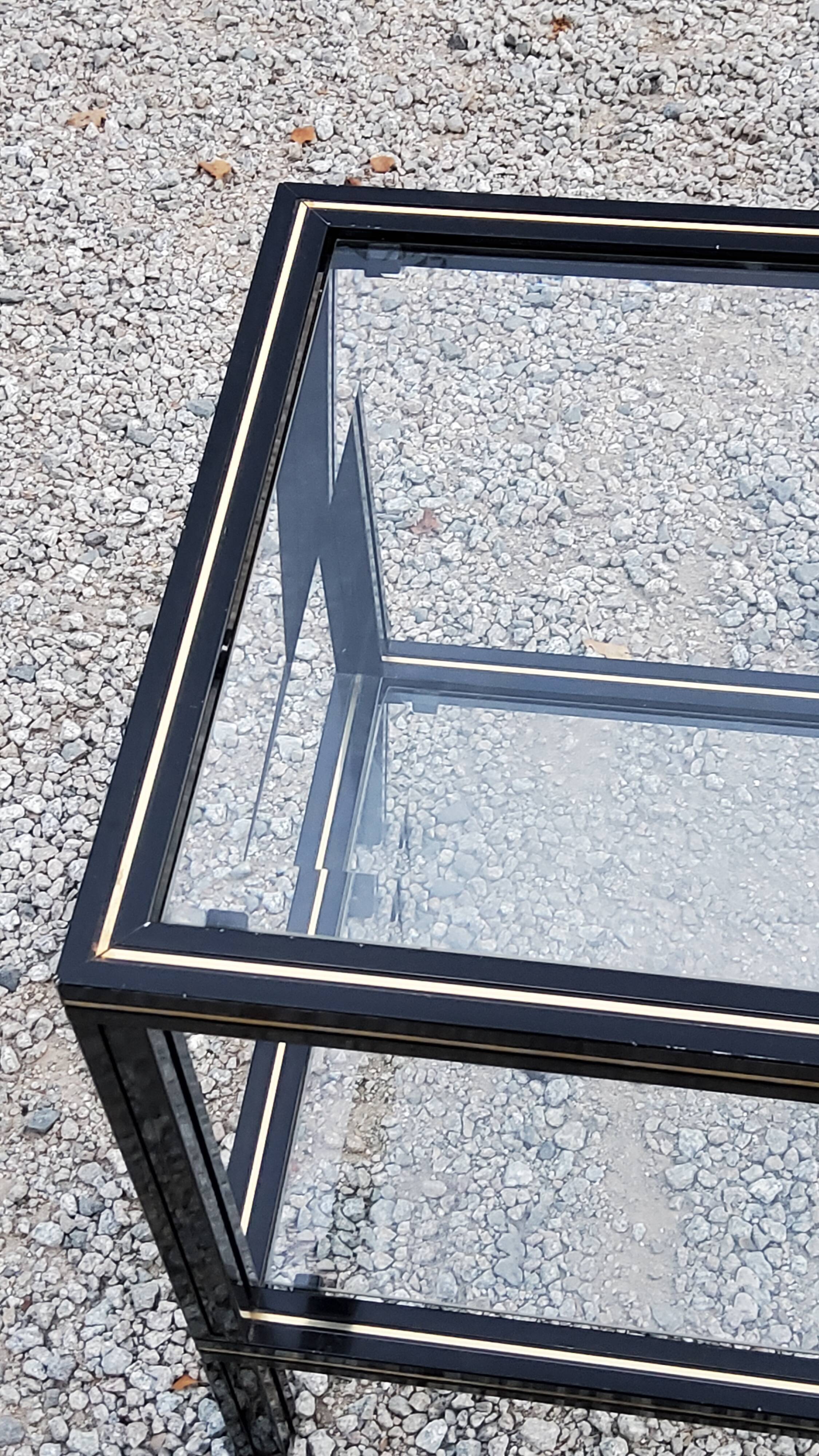 Side table end of sofa Pierre Vandel in metal and glass tops