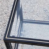 Side table end of sofa Pierre Vandel in metal and glass tops