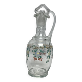 Carafe en verre émaillé à décor de fleurs, vers 1900