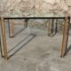 Vintage square coffee table in glass and brass by Peter Ghyzcy