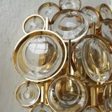 Lampes murales en laiton et cristal en verre de Palwa