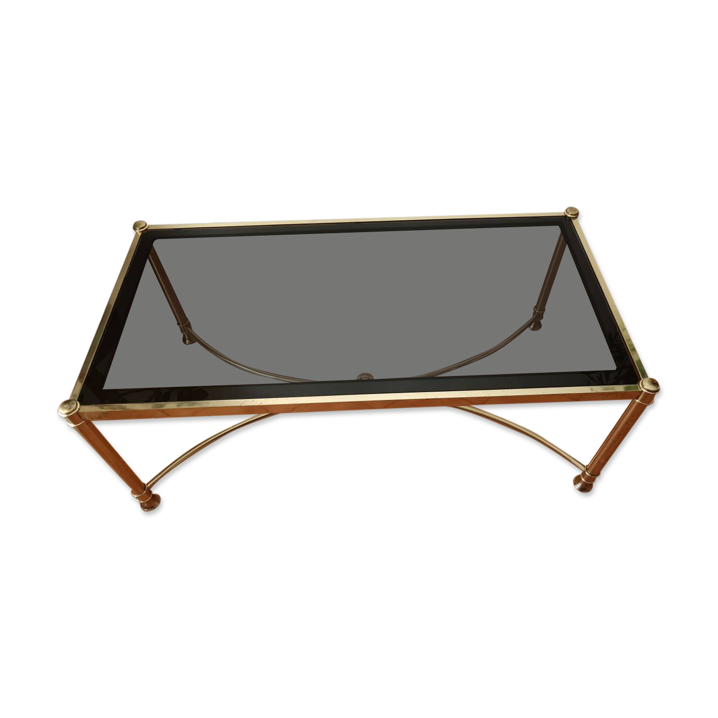 Table basse en laiton et verre fumé