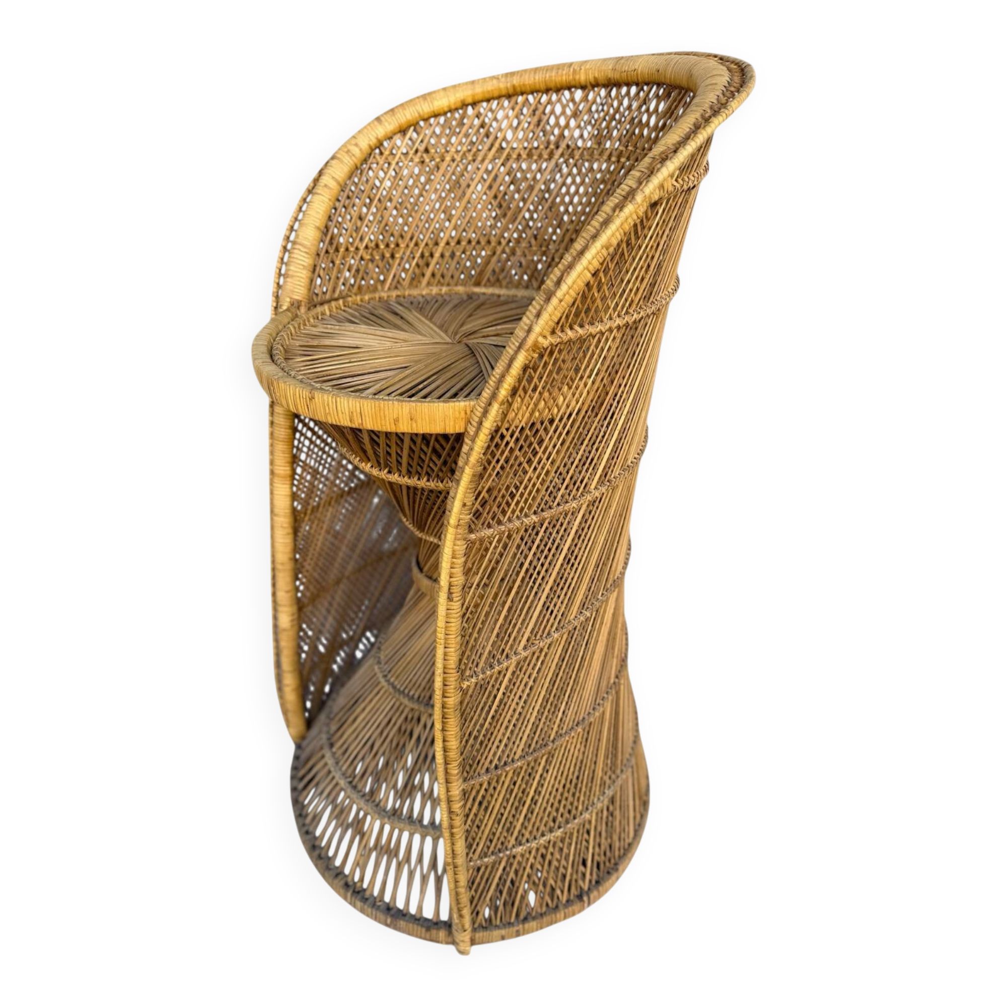 Natural Rattan Stool from the 1960s France