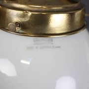 Pair of Art Deco wall sconces in brass and opaline glass, Europe, 1930s