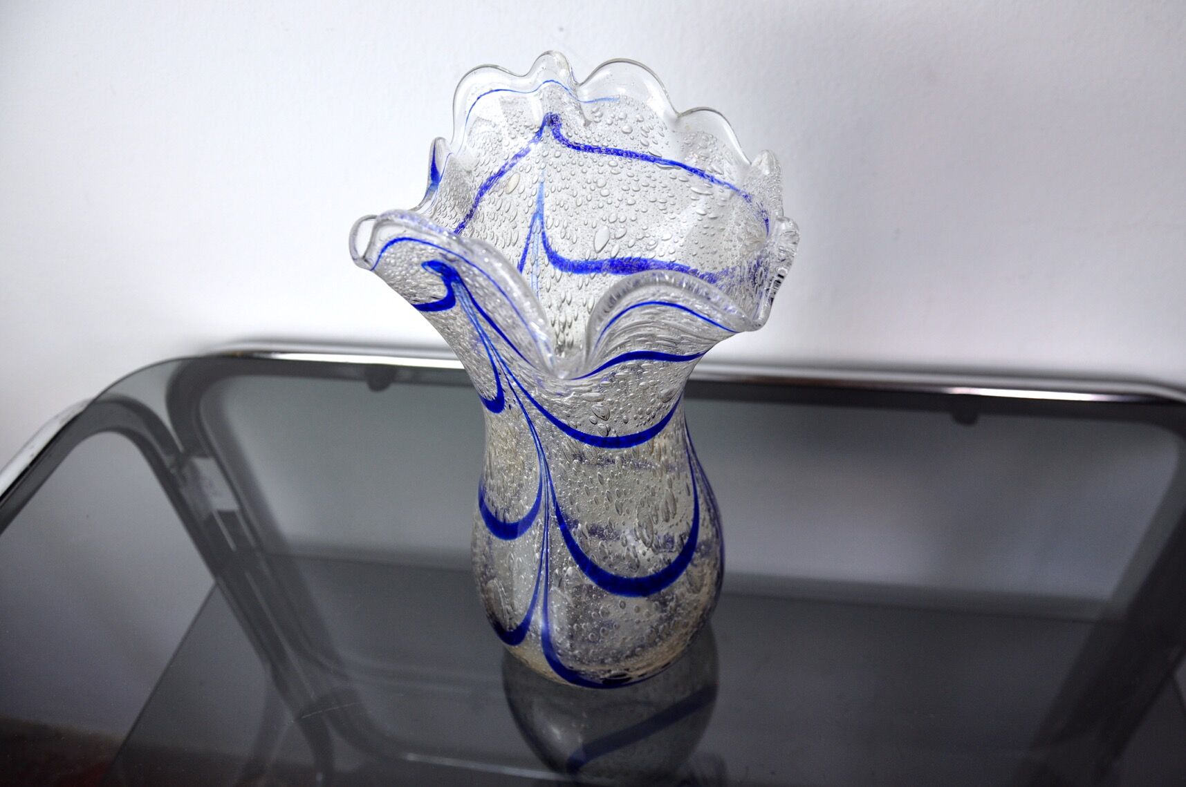 Blue seguso vase in murano glass, Italy, 1960