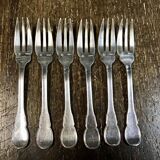 Set of 6 Boulenger silver metal cake forks