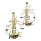 Pair of Silver Wrought Iron And Glass Wall Lights by Banci, Italy, 1940s