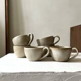 6-cup ceramic coffee service, handcrafted 1970.