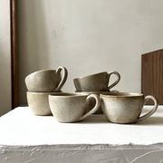 6-cup ceramic coffee service, handcrafted 1970.