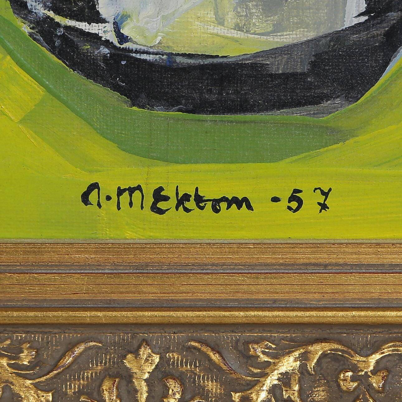 Original Mid‑Century Swedish Oil on Canvas – “Västerås / Gamleby” by Ann‑Ma