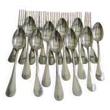 Set of 10 cutlery in silver white metal