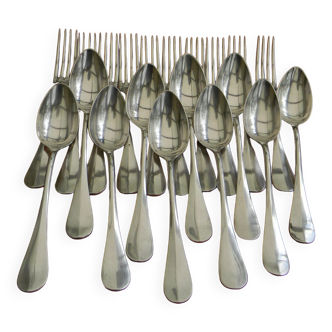 Set of 10 cutlery in silver white metal