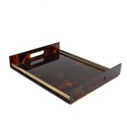Hollywood regency brass and tortoiseshell lucite tray, Italy 1970s