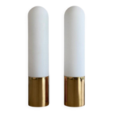 Opaque glass and brass wall light by Limburg, Germany, 1970.